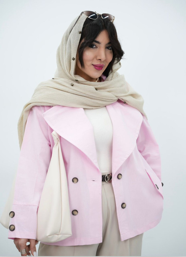 کت تک زنانه یقه پهن جنس لنین تابستانی صورتی کد 121
