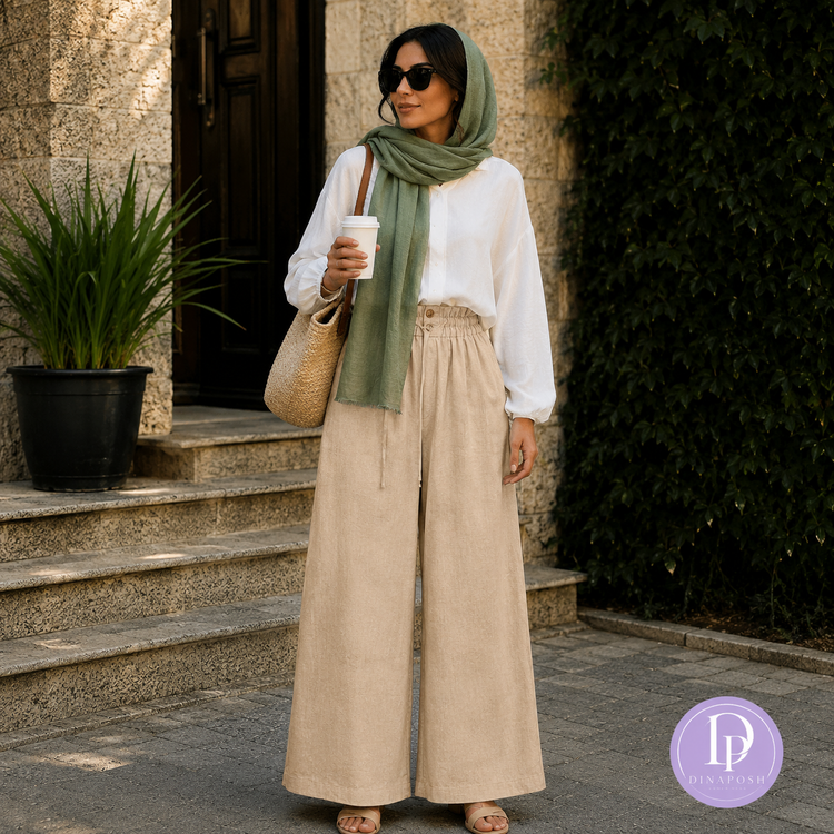 شلوار نخی کمر کش صوفیا