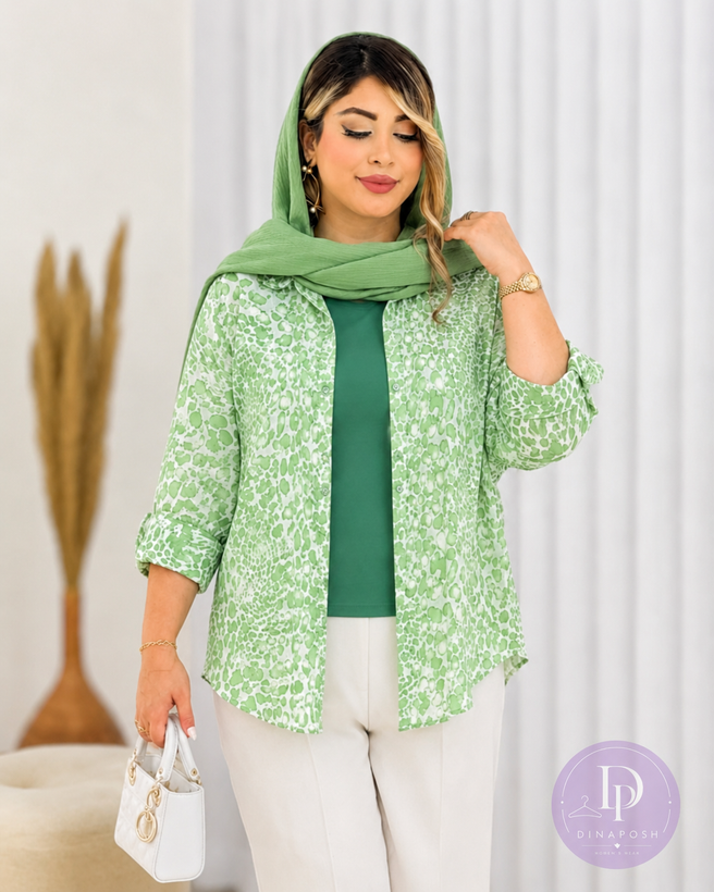 شومیز پلنگی سبز