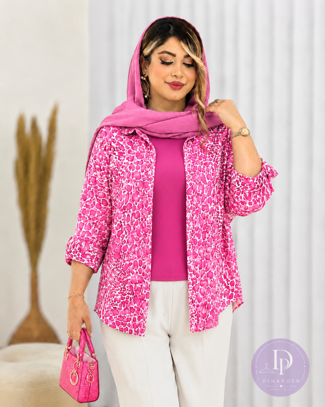 شومیز پلنگی صورتی