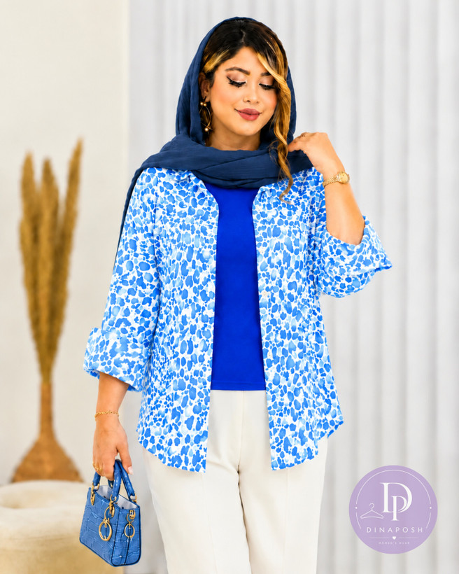 شومیز پلنگی آبی