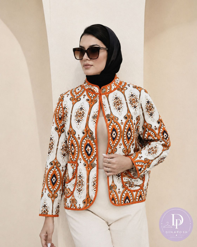 شومیز کت سنتی لنین تابستانی رنگ نارنجی