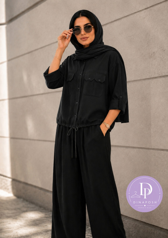 شومیز باکسی لنین پایین بندی مشکی